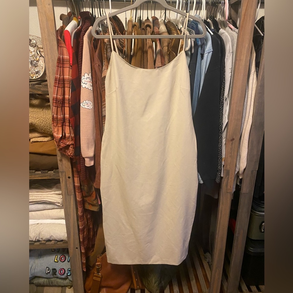 Zara New Without Tags It Girl Nude Strap Midi Dress